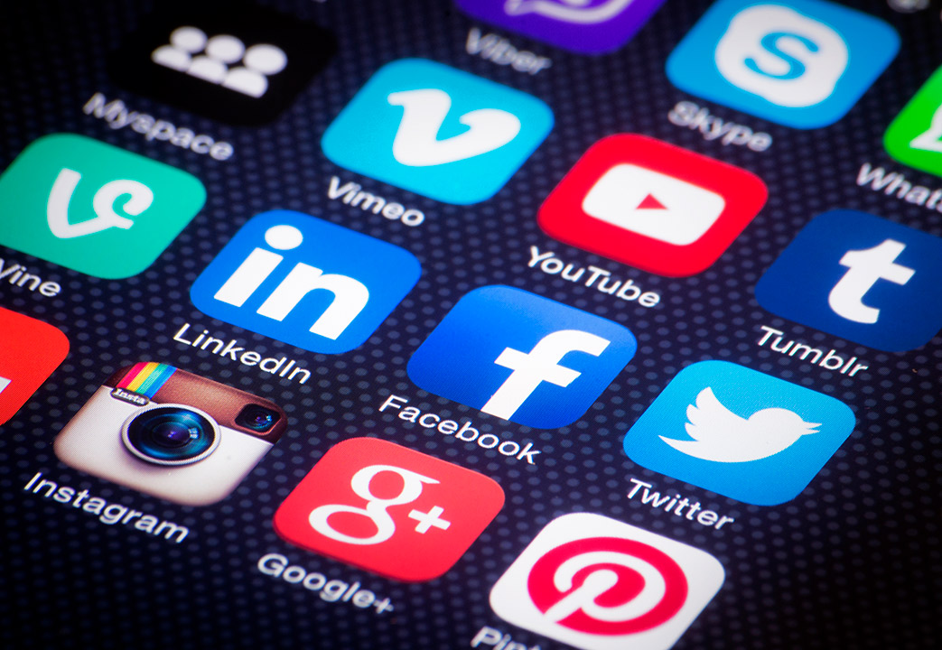 social media icons on smartphone