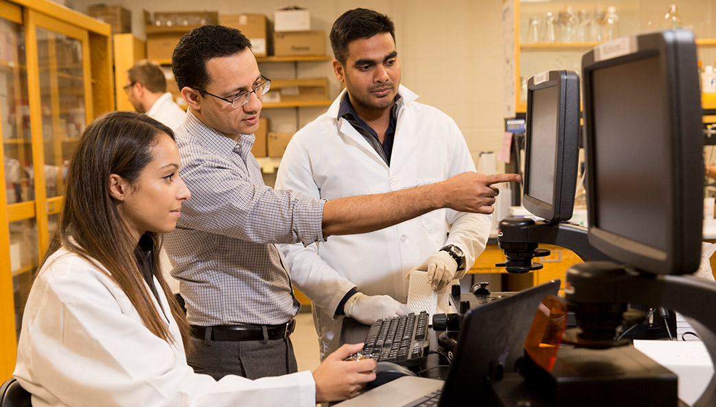 University of Georgia researcher Hitesh Handa with graduate students