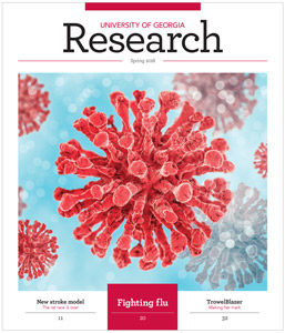 University of Georgia Research Magazine Spring 2018 cover - virus illustration